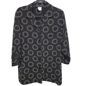 Harve Benard Blouse Women's 12 Black Tan Geometric CareerOffice Business Classic